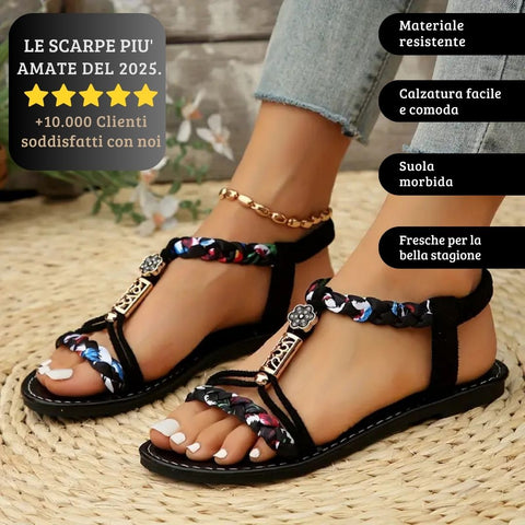 Sandali ADELA, design intrecciato con dettagli colorati
