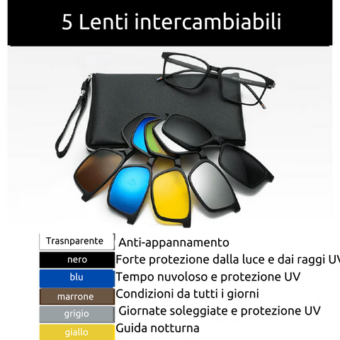 Fantastici occhiali con set di 5 lenti intercambiabili