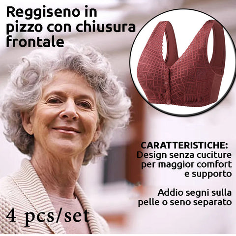 Set da 4 reggiseni in pizzo con 4 bottoni frontali (TRASF)