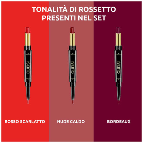 Set matita labbra e rossetto (3 pezzi di 3 colori diversi) (S)